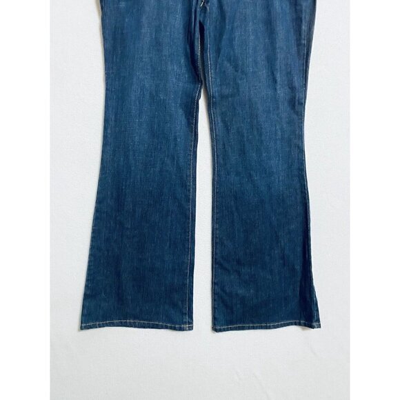 LOFT Womens 14 Modern Flare Jeans Medium Wash Distressed Back Flap Pockets Boho - Picture 2 of 8
